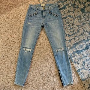Current/Elliott Silverlake Zip Ripped Skinny Jeans